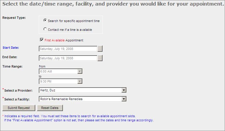 Portal Instructions for the Patient 4. Indicate a main reason for the visit by clicking the down arrow, and then select (click) a reason from the dropdown list.