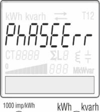 kwh Kvarh T12 kwh indicator kvarh indicator Power import indicator Power export indicator Selected / active tariff Phase value of energy display (1-2-3) and S i201_02077 Phase total of energy display