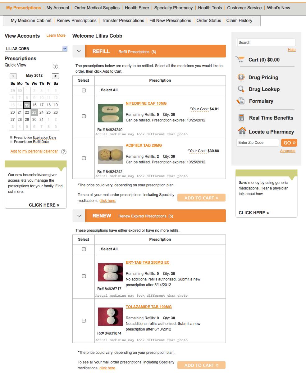 Quick reference guide My prescriptions dashboard continued Quick view calendar The Quick View calendar alerts you to upcoming prescription refills or renewals.