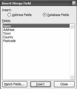 W 530 / 12 Word: Print Address Labels Using Mail Merge 12.You ll now see the dialog pictured in the next screenshot. This lists all the headings that were included in your spreadsheet or Address Book.