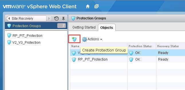 Installation and Configuration Figure 47 Creating protection groups in SRM 6.1 At this point the Create Protection Group wizard will appear.