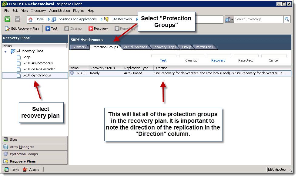 Gold Copy Protection During Failover 1. Identify the recovery plan and included protection groups. The user must first decide for which recovery plan(s) they want gold copy protection.