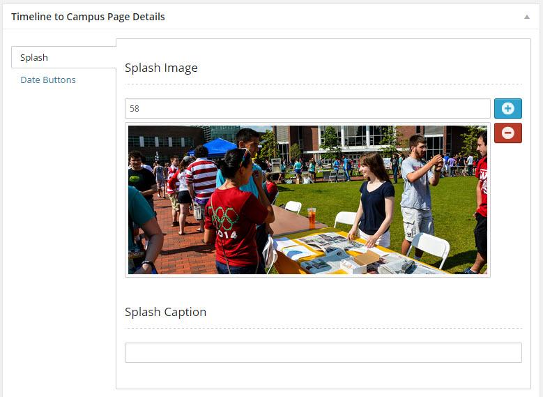 Timeline to Campus The Timeline to Campus page is divided into 3 sections: Content, Banner Image & Date Buttons. 1. At the top of the page is the content editor as shown below. 2.
