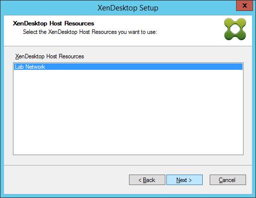 Select the host resource from those configured in