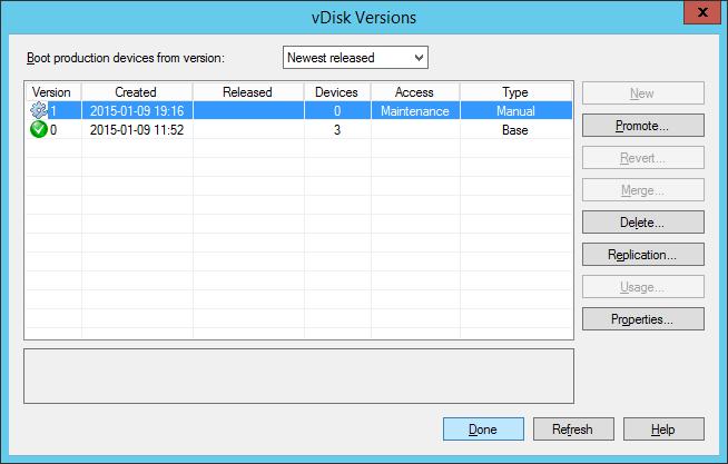 A new Maintenance version of the vdisk is created as shown in Figure