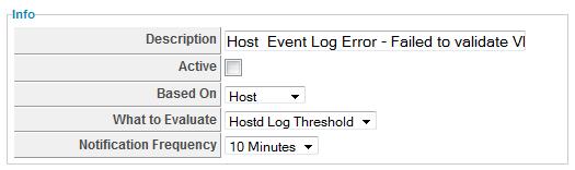 Red Hat CloudForms 4.0 Monitoring, Alerts, and Reporting Type in a Description for the alert. From Based On, select Host. For What to Evaluate, select Hostd Log Threshold.