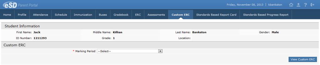 If the district has opted to display a custom-format ERC (using Edge Document Systems), the page layout may differ.