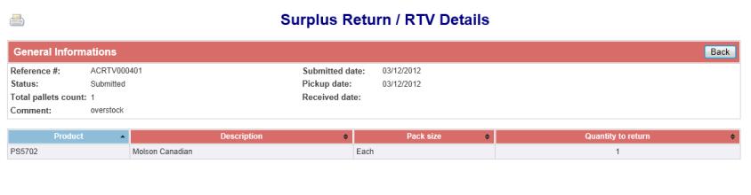 Surplus return To place a surplus return, click on the Surplus return button located on the left pane.