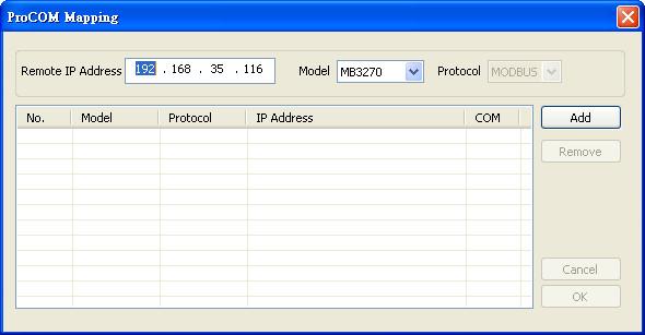 Configuring the Modbus Gateway On the ProCOM mapping dialog box, you can map up to four ProCOM functions for each Modbus gateway to your PC s COM ports.