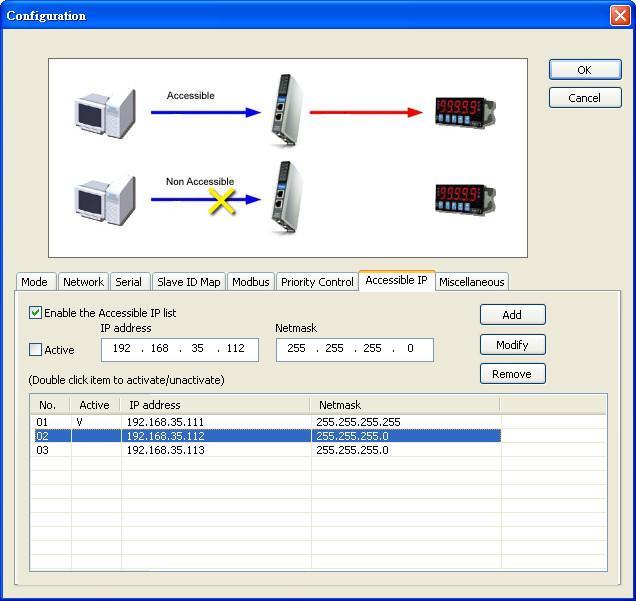 Configuring the Modbus Gateway Disable this function by