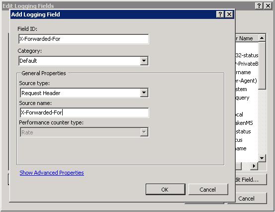 Deploying Microsoft Internet Information Services with the BIG-IP System c) From the Source Type list, select Request Header. d) In the Source Name box, type X-Forwarded-For. e) Click the OK button.