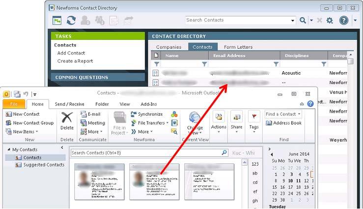To add contacts from Outlook Newforma Contact Directory Quick Reference Guide Another way to add contacts is to drag and drop them from Outlook (one at a time or multiples).