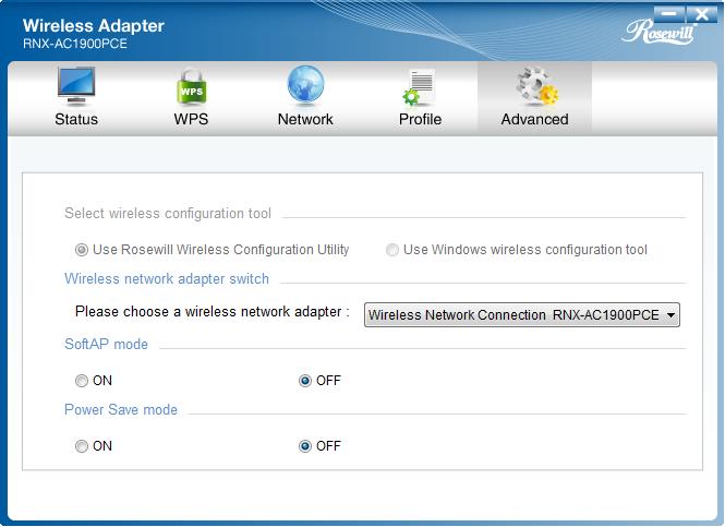 Figure 4-10 4.2 Advanced The following configurations can be made on the Advanced page: 1) To select wireless configuration tool.