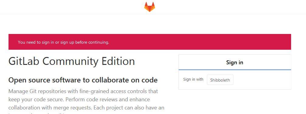 GitLab Setup Sign into