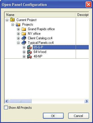 2. In the Open Panel Configuration dialog select the desired panel configuration, then click OK. 3.
