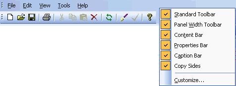 Toolbars Show or hide a toolbar 1. From the View menu, select Toolbars. Or, right-click in the toolbar area. 2. Select the toolbar name to toggle the toolbar on and off.