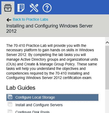 2. Lab Guide List View The Lab Guide List view is displayed when you select a Practice Lab from the Available Practice Labs view.