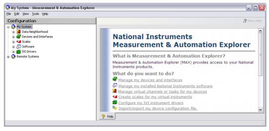 NI Measurement & Automation Explorer (MAX) Icon on your Desktop All NI-DAQmx devices include MAX, a configuration and test utility You can use MAX to Configure and test NI-DAQmx hardware with