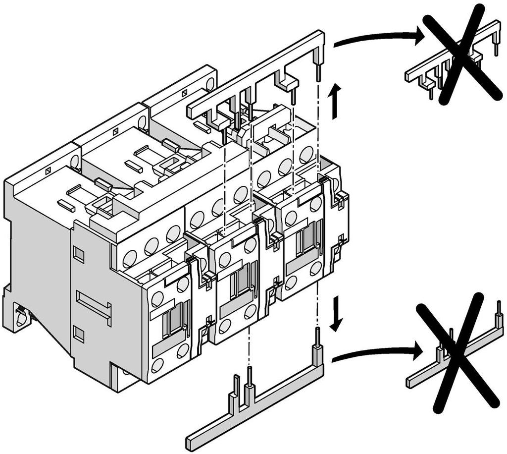 contactor assembly for star-delta (wye-delta) start with spring-loaded connections of size S00 Figure 7-3