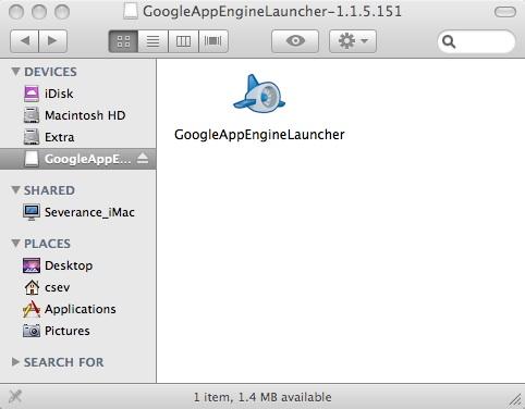 Drag the GoogleAppEngineLauncher to the Applications folder on your hard drive.