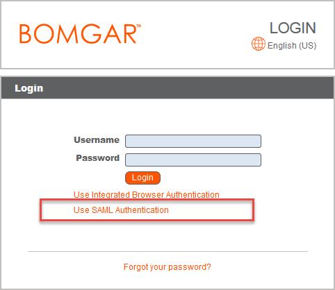 Log into the /login Interface using SAML Credentials From the /login interface, select Use SAML Authentication.