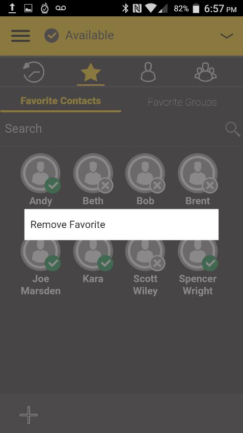 Remove Favorite Contact 2. Tap the Remove Favorite option. The contact is removed from the favorites.