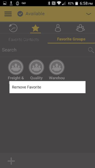 Remove Favorite Groups The list of personal favorite groups is shown on the Favorite Groups screen. 1. From the Favorites Groups screen, tap and hold on the favorite to remove.