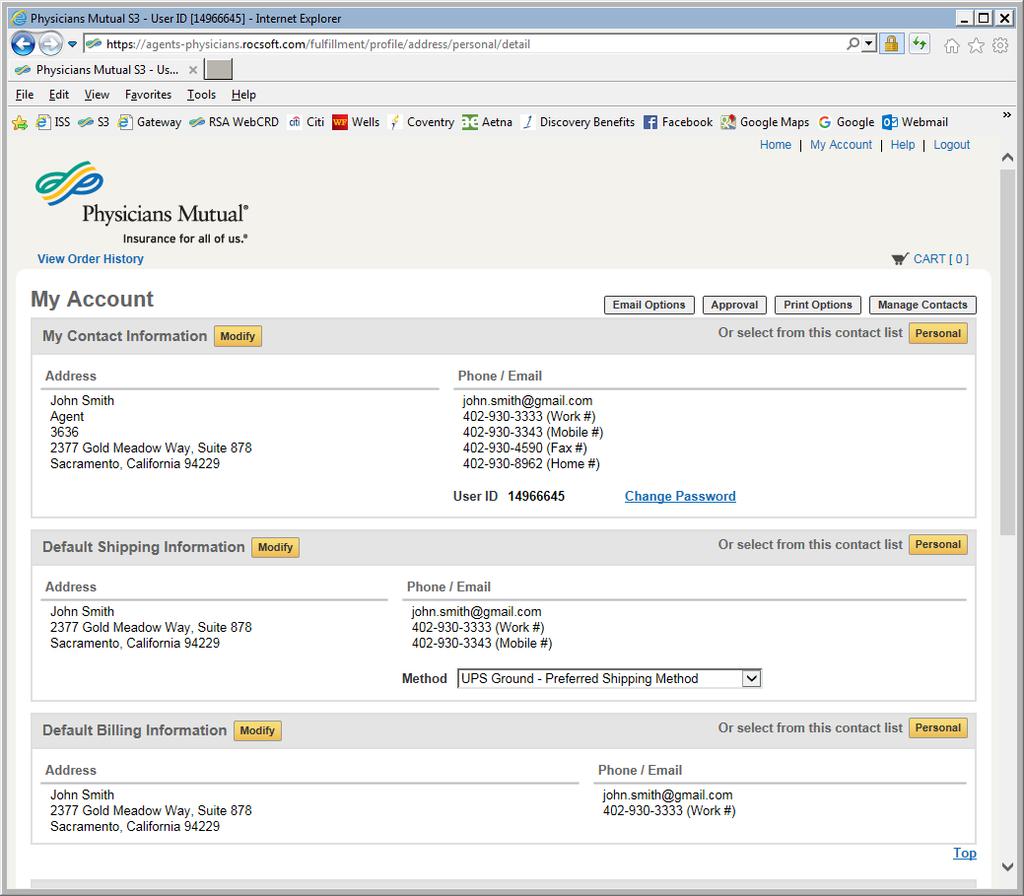 My Account The My Account section allows you to manage your shipping addresses and contact information. The contact information shown will be used to populate all variable data catalog items.