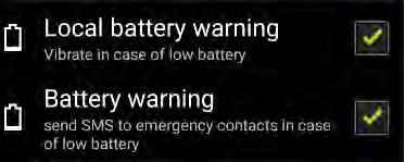 5.5 Battery warnings Local battery warnings: If battery charge condition is 20% the device will vibrate at regular intervals.