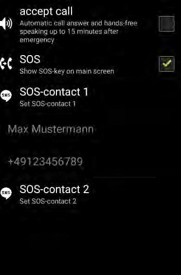 5.6 SOS feature Receiving calls: As soon as you activate the SOS feature your device will automatically answer calls from the determined emergency