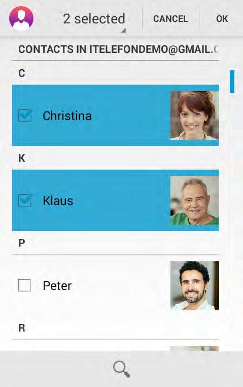) Now you can choose certain contacts for the transfer.