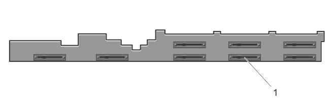 Figure 46. Cabling Diagram Four Hard-Drive Backplane 1. system board 2. hard-drive backplane 3. SAS cable connector 4. cable routing guide 5. signal cable connector 6.
