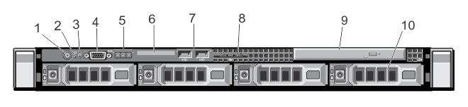 About Your System 1 Front-Panel Features And Indicators Figure 1. Front-Panel Features and Indicators Four 3.