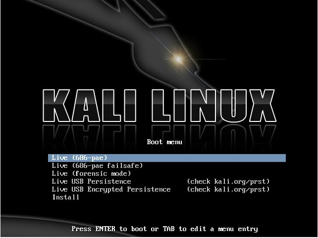 Figure 13: Running Kali Linux from a live-usb. 3.