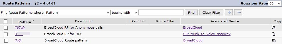 Dial Plan Route Pattern Configuration Navigation: Call Routing Route/Hunt Route Pattern Route patterns are configured as below: 1.