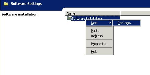 Figure 20: Software installation, create new package 6. An Open dialog box should appear.