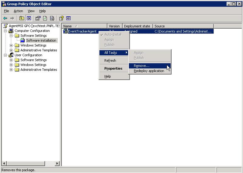 Figure 33 2) Select Computer Configuration, select Software Settings, and then select Software installation.