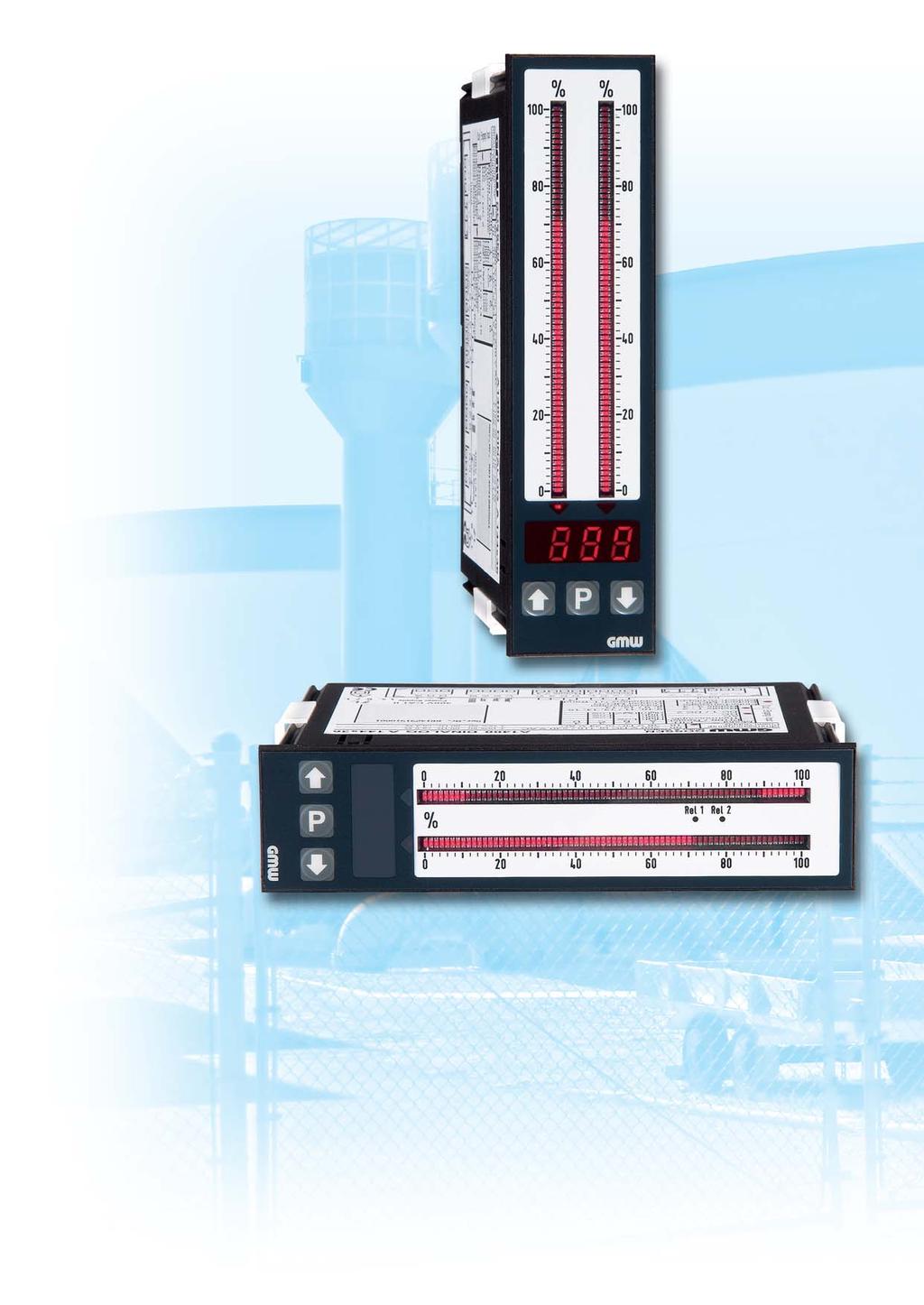DINALOG A 144 x 36 Programmable quasi-analogue bar graph meters Single display The measured value is displayed on a light bar, and simultaneously on the digital display.