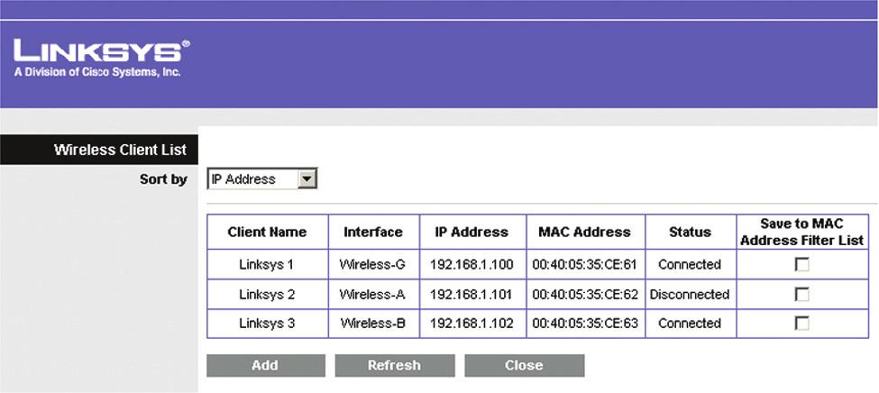 Wireless > Wireless MAC Filter Wireless access can be filtered by using the MAC addresses of the wireless devices transmitting within your network s radius.