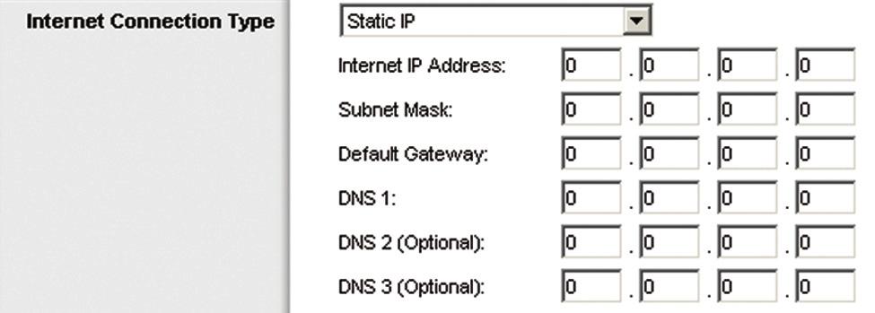 Static IP If you are required to use a permanent IP address to connect to the Internet, select Static IP.