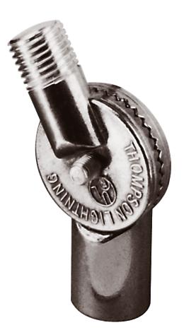 NO. 670 BRASS ADAPTER TO ENGAGE SOLID ROD POINTS TO STUD TYPE BASES. NO. A670 ALUMINUM ADAPTER TO ENGAGE SOLID ROD POINTS TO STUD TYPE BASES. NO. 27 A HINGED SWIVEL CONNECTOR DESIGNED SO THAT A POINT MAY BE SET PERPENDICULAR ON A SLOPING ROOF.