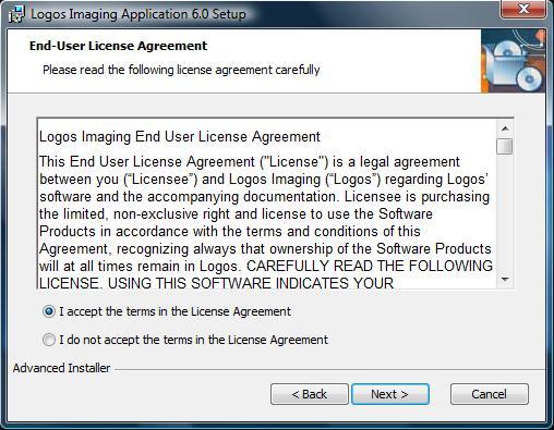 14. Read the License agreement, select I accept