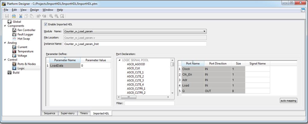 Figure 3. Tab in Logic View This tab includes several dialog entry boxes, as described in the following list: Enable This check box is used to enable the feature.