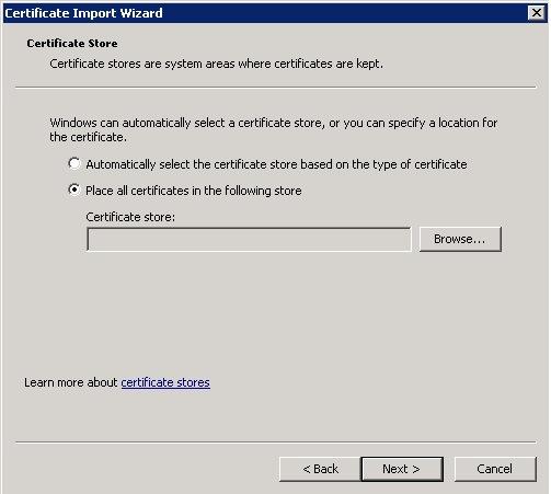 The Certificate Import Wizard opens.
