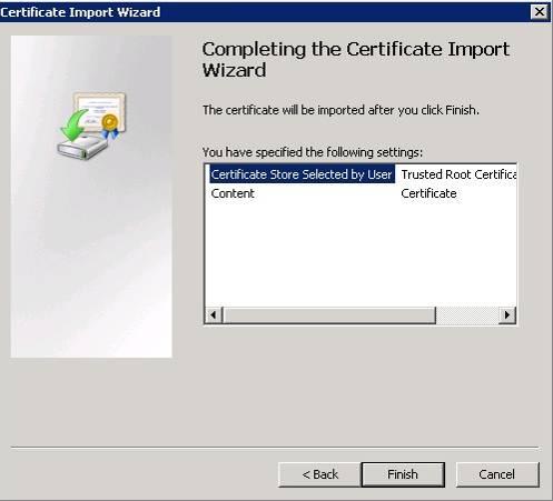 The last Certificate Import Wizard