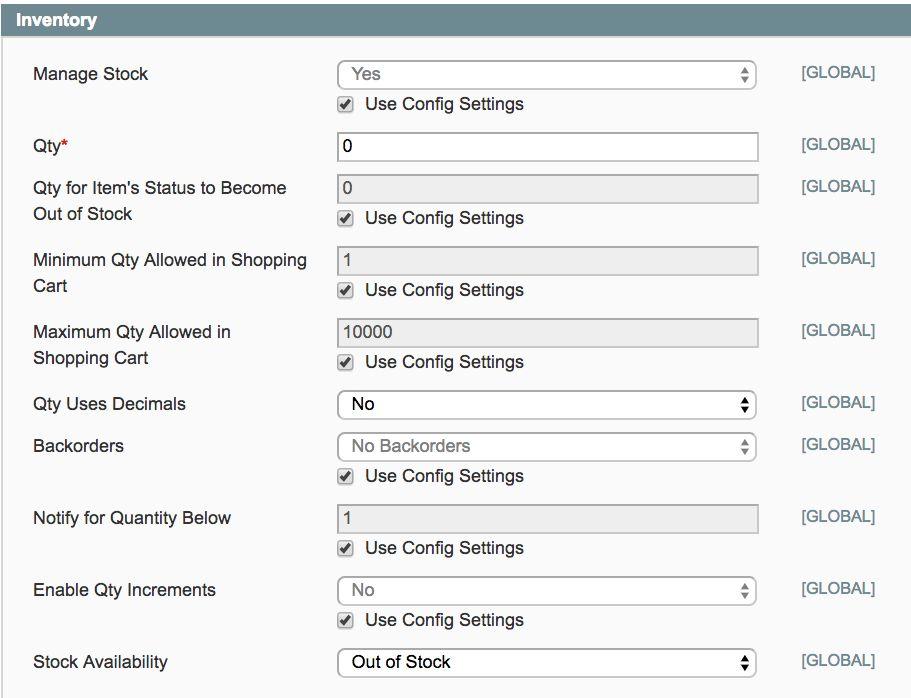 Inventory settings The last setting in this walkthrough is Inventory, navigate to these settings on the left hand menu. Quantity Set quantity of your product.