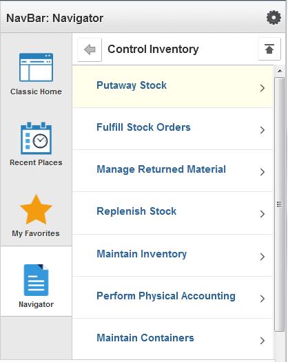 Working With PeopleSoft Fluid User Interface Chapter 6 Navigator Displays the traditional menu structure as the user would see when accessing PeopleSoft in classic mode and using the Main Menu.