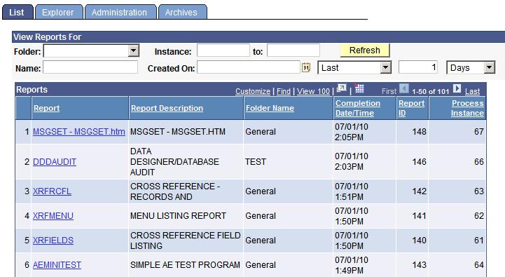 Chapter 7 Working With Processes and Reports Viewing Reports in Report Manager Report Manager is like your own personal in box of reports and processes to which you have access.