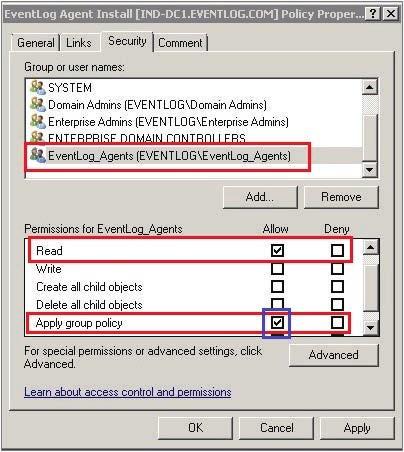 Select the following permissions to be assigned to the newly added group (highlighted) and click OK.