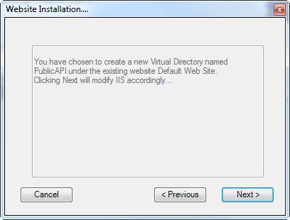 9 Prior to installing and creating the directory on the specified web server, the installer gives you the opportunity to change your settings.